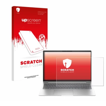 Parte frontale di una confezione del prodotto con il logo del marchio upscreen. Accanto è raffigurato il dispositivo HP EliteB