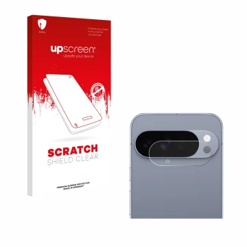 Parte frontale di una confezione del prodotto con il logo del marchio upscreen. Accanto è raffigurato il dispositivo Google Pi