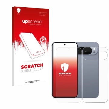 Parte frontale di una confezione del prodotto con il logo del marchio upscreen. Accanto è raffigurato il dispositivo Google Pi