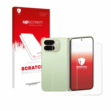 Parte frontale di una confezione del prodotto con il logo del marchio upscreen. Accanto è raffigurato il dispositivo Google Pi