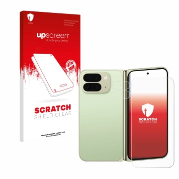 Parte frontale di una confezione del prodotto con il logo del marchio upscreen. Accanto è raffigurato il dispositivo Google Pi