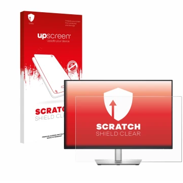 Parte frontale di una confezione del prodotto con il logo del marchio upscreen. Accanto è raffigurato il dispositivo Dell Pro 