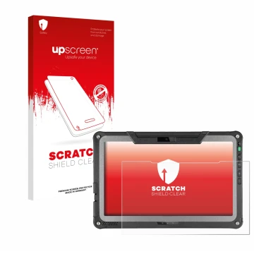 Parte frontale di una confezione del prodotto con il logo del marchio upscreen. Accanto è raffigurato il dispositivo Getac F11