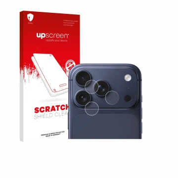 Parte frontale di una confezione del prodotto con il logo del marchio upscreen. Accanto è raffigurato il dispositivo Apple iPh