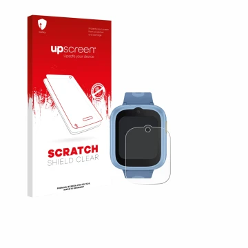 Parte frontale di una confezione del prodotto con il logo del marchio upscreen. Accanto è raffigurato il dispositivo TCL Movet