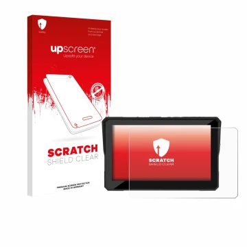 Parte frontale di una confezione del prodotto con il logo del marchio upscreen. Accanto è raffigurato il dispositivo Carpuride