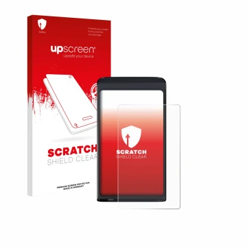 Parte frontale di una confezione del prodotto con il logo del marchio upscreen. Accanto è raffigurato il dispositivo Vasco Tra