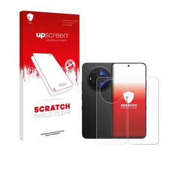 Parte frontale di una confezione del prodotto con il logo del marchio upscreen. Accanto è raffigurato il dispositivo TCL NXTPA