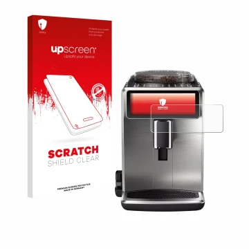 Parte frontale di una confezione del prodotto con il logo del marchio upscreen. Accanto è raffigurato il dispositivo Philips S