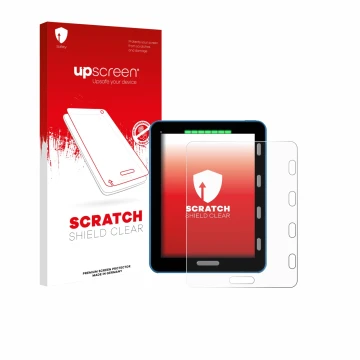 Parte frontale di una confezione del prodotto con il logo del marchio upscreen. Accanto è raffigurato il dispositivo Vakaros A