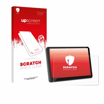 Parte frontale di una confezione del prodotto con il logo del marchio upscreen. Accanto è raffigurato il dispositivo Carpuride