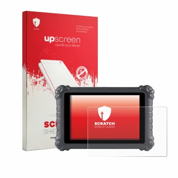 Parte frontale di una confezione del prodotto con il logo del marchio upscreen. Accanto è raffigurato il dispositivo Autel Max