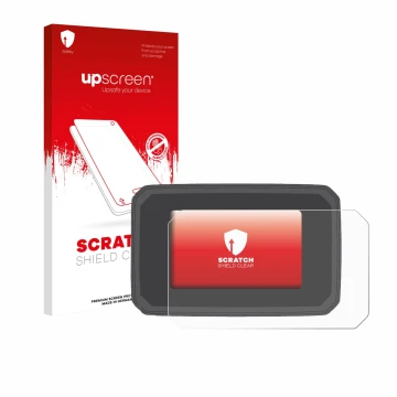 Parte frontale di una confezione del prodotto con il logo del marchio upscreen. Accanto è raffigurato il dispositivo Honda CB1