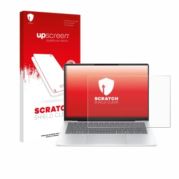 Parte frontale di una confezione del prodotto con il logo del marchio upscreen. Accanto è raffigurato il dispositivo HP OmniBo