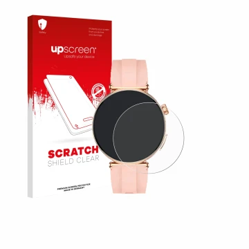 Parte frontale di una confezione del prodotto con il logo del marchio upscreen. Accanto è raffigurato il dispositivo Knauerman