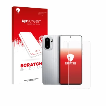 Parte frontale di una confezione del prodotto con il logo del marchio upscreen. Accanto è raffigurato il dispositivo OnePlus A