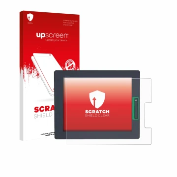 Parte frontale di una confezione del prodotto con il logo del marchio upscreen. Accanto è raffigurato il dispositivo Schneider