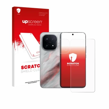 Parte frontale di una confezione del prodotto con il logo del marchio upscreen. Accanto è raffigurato il dispositivo Vivo iQOO