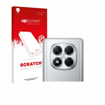 Parte frontale di una confezione del prodotto con il logo del marchio upscreen. Accanto è raffigurato il dispositivo Xiaomi Po