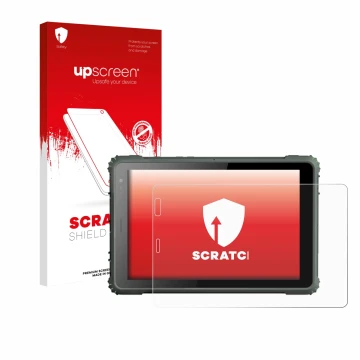 Parte frontale di una confezione del prodotto con il logo del marchio upscreen. Accanto è raffigurato il dispositivo Geshem MT