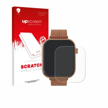 Parte frontale di una confezione del prodotto con il logo del marchio upscreen. Accanto è raffigurato il dispositivo Techmade 