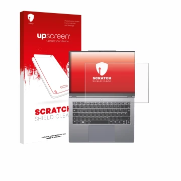 Parte frontale di una confezione del prodotto con il logo del marchio upscreen. Accanto è raffigurato il dispositivo Tuxedo In