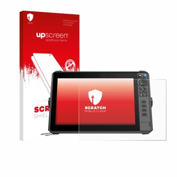 Parte frontale di una confezione del prodotto con il logo del marchio upscreen. Accanto è raffigurato il dispositivo Lowrance 