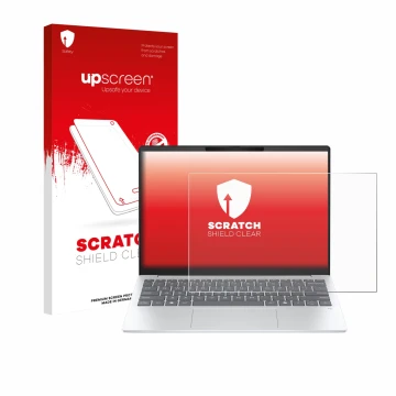 Parte frontale di una confezione del prodotto con il logo del marchio upscreen. Accanto è raffigurato il dispositivo HP OmniBo