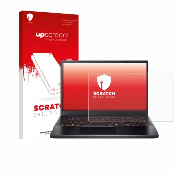 Parte frontale di una confezione del prodotto con il logo del marchio upscreen. Accanto è raffigurato il dispositivo Acer Nitr