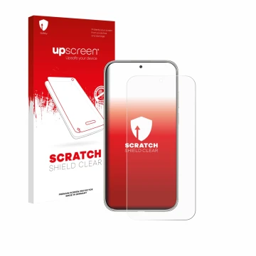 Parte frontale di una confezione del prodotto con il logo del marchio upscreen. Accanto è raffigurato il dispositivo Huawei Ma