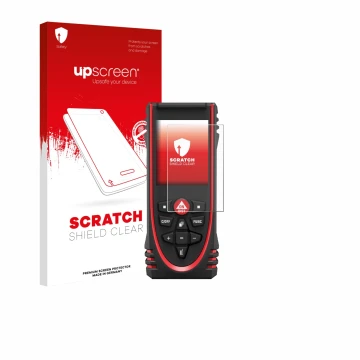 Parte frontale di una confezione del prodotto con il logo del marchio upscreen. Accanto è raffigurato il dispositivo Leica DIS