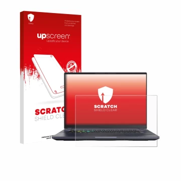 Parte frontale di una confezione del prodotto con il logo del marchio upscreen. Accanto è raffigurato il dispositivo Gigabyte 