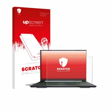 Parte frontale di una confezione del prodotto con il logo del marchio upscreen. Accanto è raffigurato il dispositivo Gigabyte 