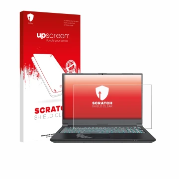 Parte frontale di una confezione del prodotto con il logo del marchio upscreen. Accanto è raffigurato il dispositivo Gigabyte 