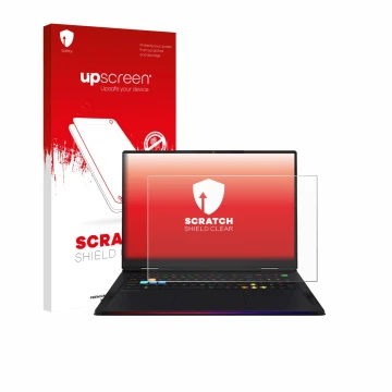 Parte frontale di una confezione del prodotto con il logo del marchio upscreen. Accanto è raffigurato il dispositivo MSI Raide