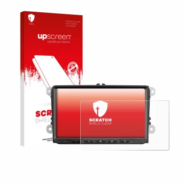Parte frontale di una confezione del prodotto con il logo del marchio upscreen. Accanto è raffigurato il dispositivo Zenec Z-E
