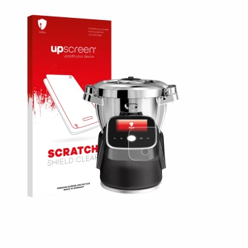 Parte frontale di una confezione del prodotto con il logo del marchio upscreen. Accanto è raffigurato il dispositivo Moulinex 