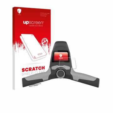 Parte frontale di una confezione del prodotto con il logo del marchio upscreen. Accanto è raffigurato il dispositivo PowaKaddy