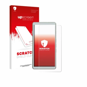 Parte frontale di una confezione del prodotto con il logo del marchio upscreen. Accanto è raffigurato il dispositivo Viwoods A