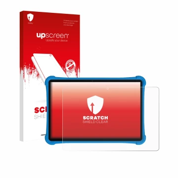 Parte frontale di una confezione del prodotto con il logo del marchio upscreen. Accanto è raffigurato il dispositivo Alldocube