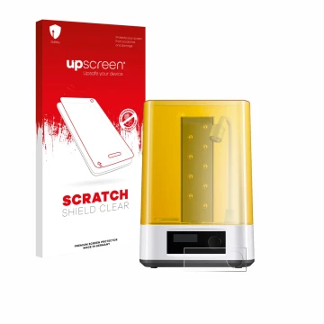 Parte frontale di una confezione del prodotto con il logo del marchio upscreen. Accanto è raffigurato il dispositivo Anycubic 