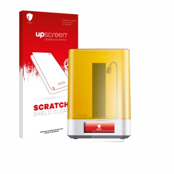 Parte frontale di una confezione del prodotto con il logo del marchio upscreen. Accanto è raffigurato il dispositivo Anycubic 