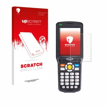 Parte frontale di una confezione del prodotto con il logo del marchio upscreen. Accanto è raffigurato il dispositivo Unitech H