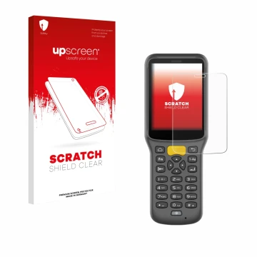 Parte frontale di una confezione del prodotto con il logo del marchio upscreen. Accanto è raffigurato il dispositivo Newland M