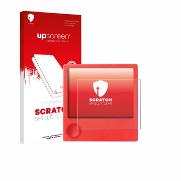 Parte frontale di una confezione del prodotto con il logo del marchio upscreen. Accanto è raffigurato il dispositivo PicPak E-