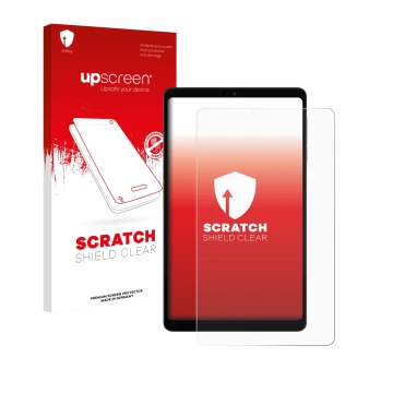 Parte frontale di una confezione del prodotto con il logo del marchio upscreen. Accanto è raffigurato il dispositivo Alldocube