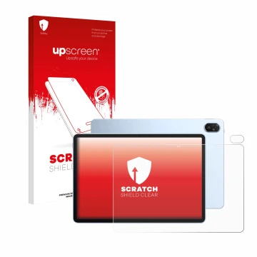 Parte frontale di una confezione del prodotto con il logo del marchio upscreen. Accanto è raffigurato il dispositivo Huawei Ma