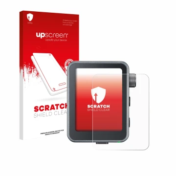 Parte frontale di una confezione del prodotto con il logo del marchio upscreen. Accanto è raffigurato il dispositivo Godox X3 