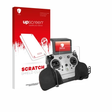 Parte frontale di una confezione del prodotto con il logo del marchio upscreen. Accanto è raffigurato il dispositivo PowerBox 