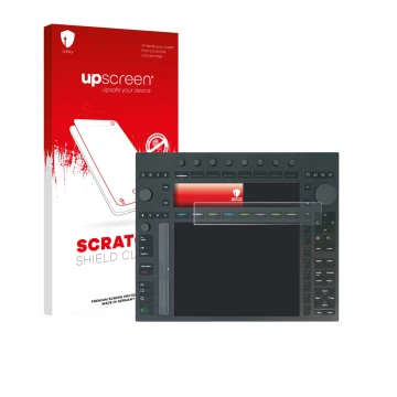 Parte frontale di una confezione del prodotto con il logo del marchio upscreen. Accanto è raffigurato il dispositivo Ableton P